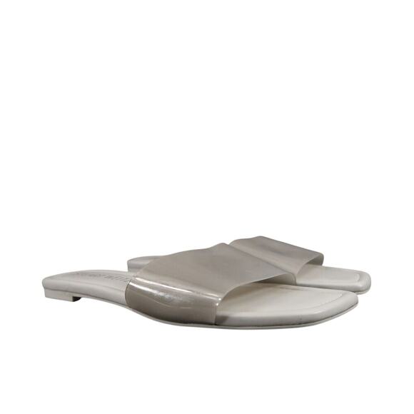 Stuart Weitzman Shoes Womens 8 Sandal Slides Jelly Flat Square Toe Grey Summer - Picture 1 of 13